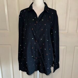 Taco Bell Employee Iconic Symbols Long Sleeve Hidden Button Down Shirt